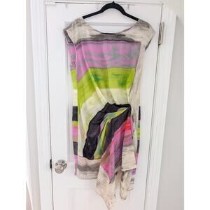 RACHEL Rachel Roy Multicolored Silk Asymmetrical Dress Sz Medium